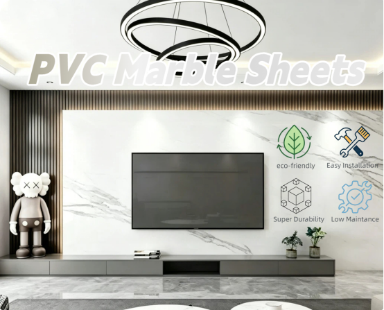 Mirror High Gloss PVC Marble Wall Panel Sheets 2.0mm - 3.2mm Thickness Lightweight