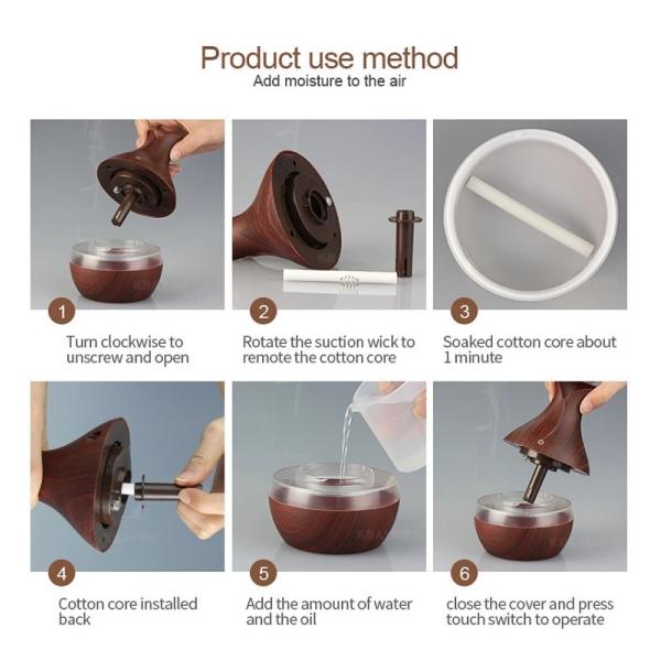 USB Wood Grain Ultrasonic Air Humidifier Household Aroma Diffuser Aromatherapy Mist Maker with Light