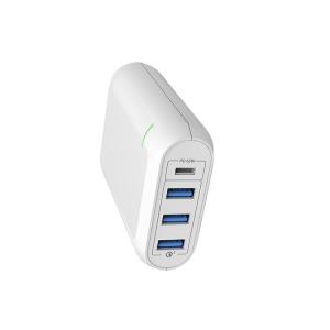 Portable Gan USB PD Charger EU Type Plug 60Hz 66W 12V 3A USB C 3.6V 3A USB A Mini Charger