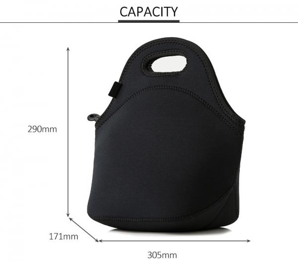 Eco Friendly Dustproof Black Neoprene Lunch Tote Bag