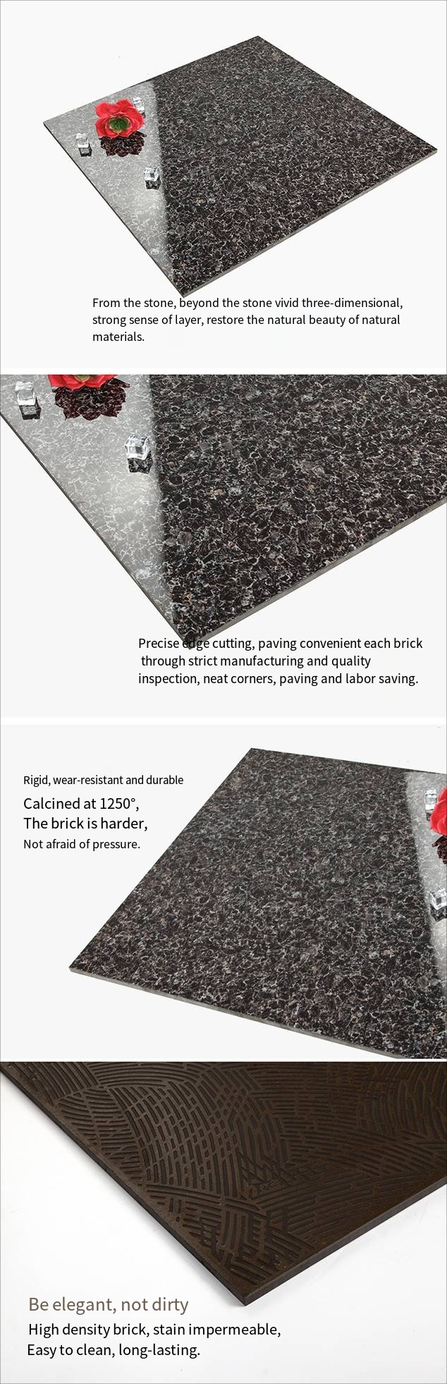 Interior Polished Porcelain Floor Tiles 600*600mm Double Layer