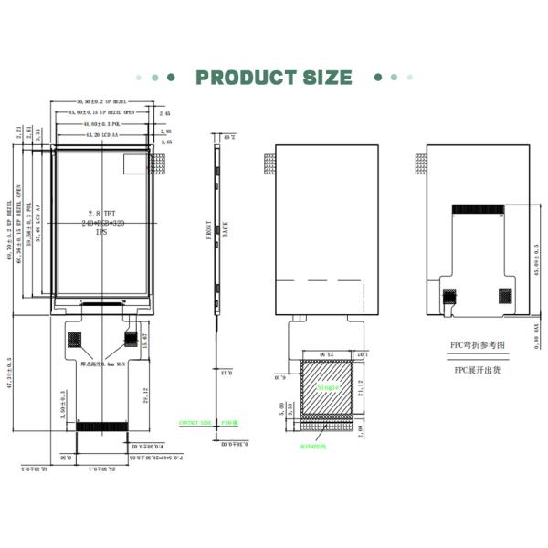 2.8 Inch LCD Display Screen 240 * 320 SPI/MCU/RGB Interface IPS Full Angle With Touch