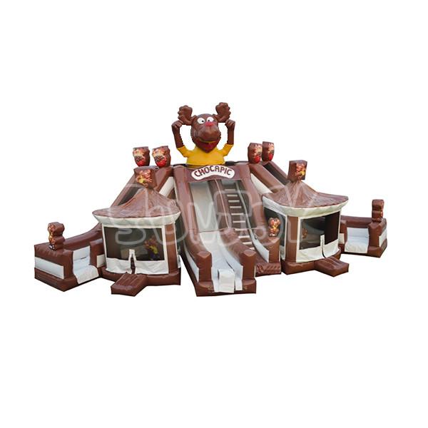 Cheap Amusement Park Inflatable Jumping Castle With Three Slides for sale