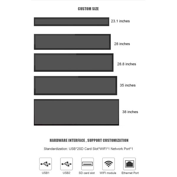 1920x540 450cd/m2 34.9" Stretched Bar LCD Display