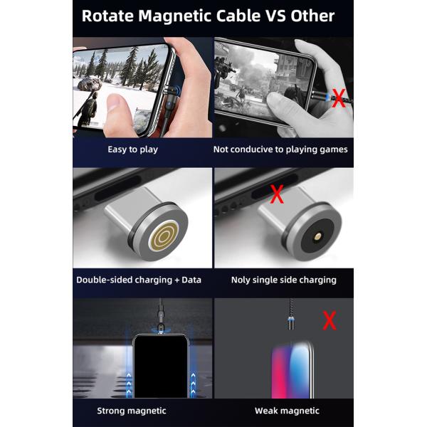 540 Degree 3A Magnetic Micro USB Quick Charging Cable
