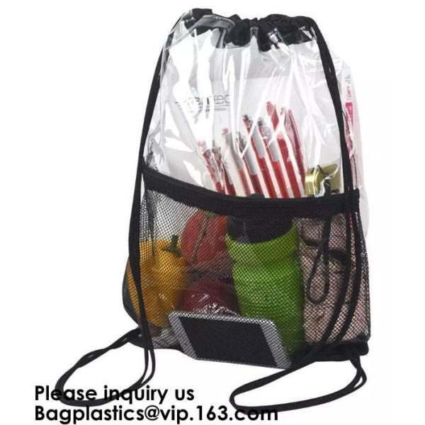 OEM Design Promotion PVC Drawstring GYM Bag,Clear PVC Drawstring Bag With Gold String Promotional Reflective Plastic PVC
