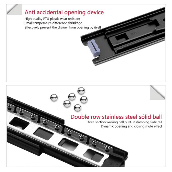 Press Type Full Extension Ball Bearing Side Mount Drawer Slide 200-550mm 45kg