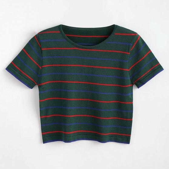 Cheap Custom Logo Stripe Cotton T Shirt Printing for Women for sale