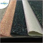 Flat Glitter Polyester Fabric Squares , Glitter Clothing Fabric Canvas Backing