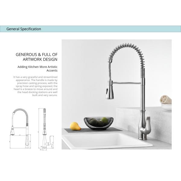Coil Spring Touch Sensor Kitchen Faucet Sus304 Dual Mode Function Sprayer Taps