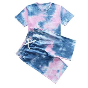Best Customize 100% Cotton Boys Clothing Set for Summer Soft Hand Feel Tie Dyed Pattern Type wholesale