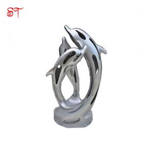 China Modern Famous life size Dolphins Stainless Steel Cute & Funny Vivid Animal Sculptures outdoor animal sculptures Statue on sale