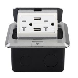 16A 250V Pop up Floor Socket Outlet with US USB Copper 150 Round Rated Current 16A