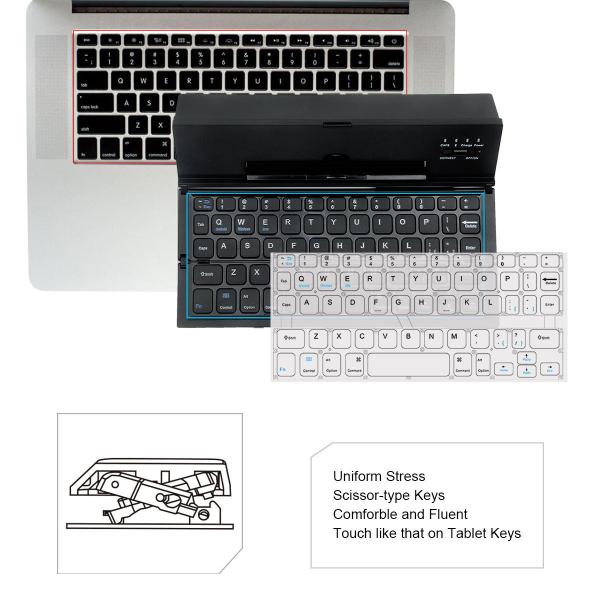 Aluminum Alloy Folding Bluetooth Keyboard Rechargeable With CE ROHS Approval