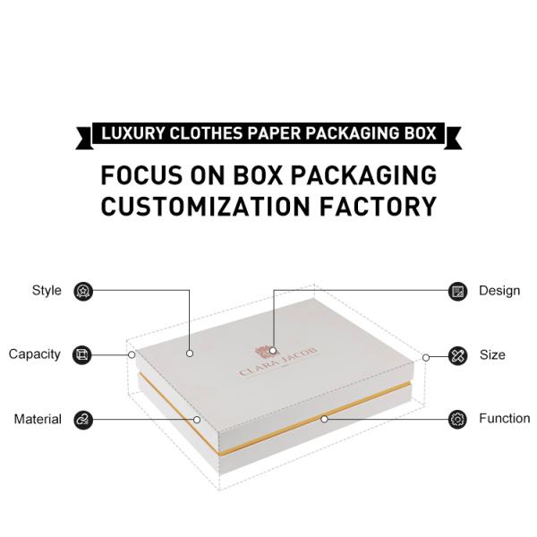Personalized Custom Logo Design White Apparel Gift Clothing Packaging Box Lid And Base Shape
