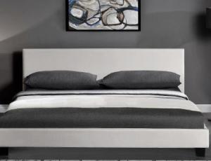 Best Europen Style Upholstered Platform Bed Light Brown Linen Fabric wholesale