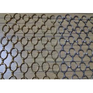 Gold Fireproof Chainmail Ring Mesh Curtain 3.8mm-50mm Aperture