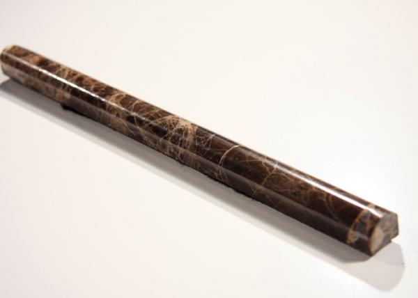 Cheap 12" Dark Emperador Marble Pencil Rail 19 MM Thick with Exposed Finish for sale