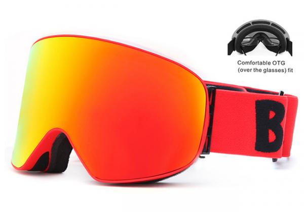 Cheap Red Color Ski Goggles High Clear Vision Dual Layer Polycarbonate Lens Material for sale