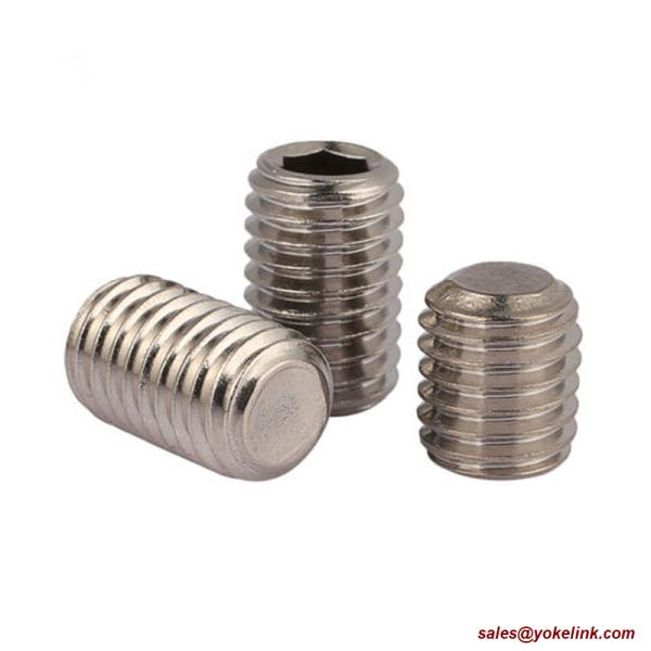 ASME B18.3, DIN 916 Brass Socket Set screws with Cup Point, Nylok patch