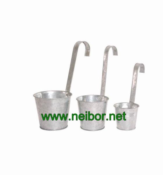 Cheap galvanized hang bucket hang pots planters 0.5L 1L 2L for sale