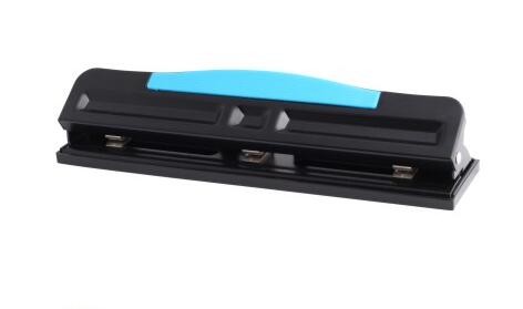 Black and Blue Color Mixed 12 sheets capacity adjustable 3 holes paper punch