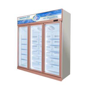Best Fan Cooling System 3 Doors Upright Glass Door Freezer With Wanbao Compressor wholesale