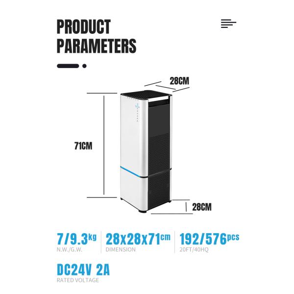 35W Floor Standing Air Purifier For Office With H13 True HEPA Filter Air Quality Monitor