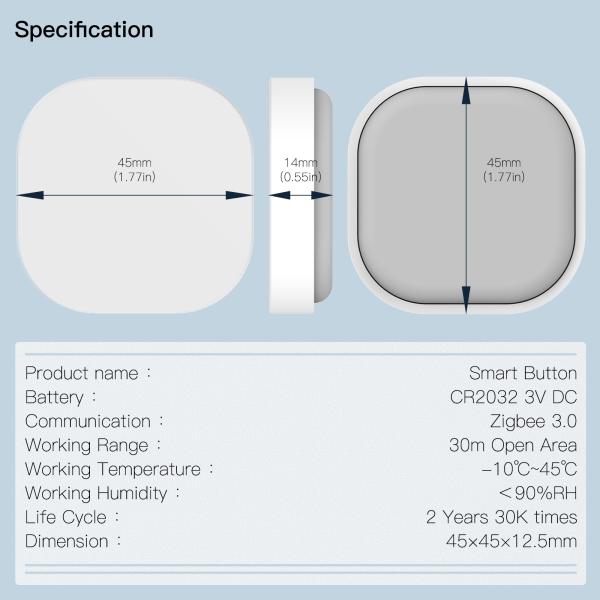 Tuya Zigbee 3v Smart Button Switch Wireless Remote One Key Control Multi Scene Linkage
