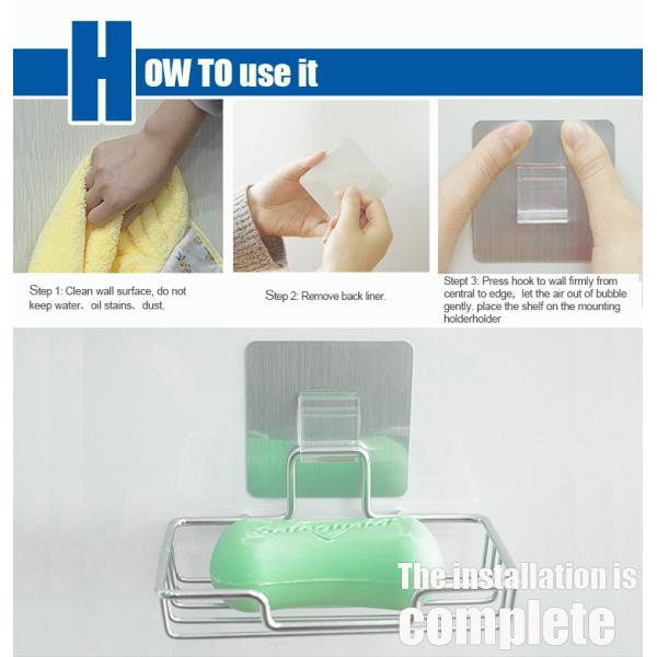 Self Adhesive Mounted Bathroom Soap Dish Holder for Storage And Organizer