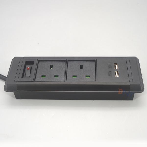 Electric power supply full black built in desktop socket power outlet
