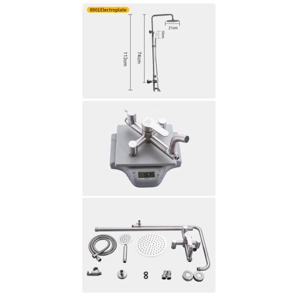 No Rust Brushed Wall Bathroom Shower Faucets Customized Color