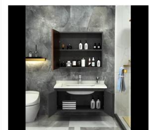 Best Mildew Proof Bathroom Floor Storage Cabinet / Floor Mount Vanity Odm wholesale
