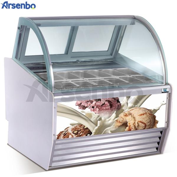 White 650L Ice Cream Scoop Display Freezer , Freestanding Commercial Gelato Freezer