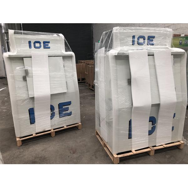 Gas Station Ice Cooler Upright Solid Door Freezer Ice Storage Bin