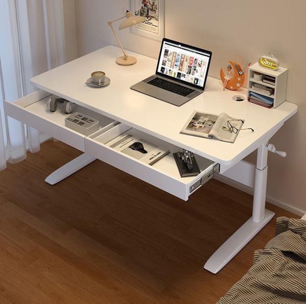 Cheap Adjustable Height Rustic Brown Wood Style PANEL Computer Desk for Office Working for sale