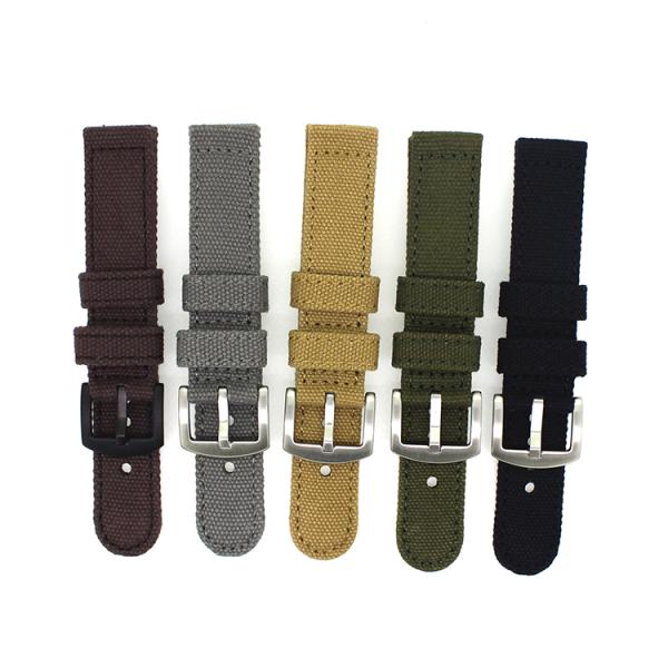 24mm Canvas Leather Watch Strap