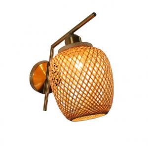 China Natural Modern Rattan Wall Lights , 3500K Warm White Bamboo Wall Sconce on sale