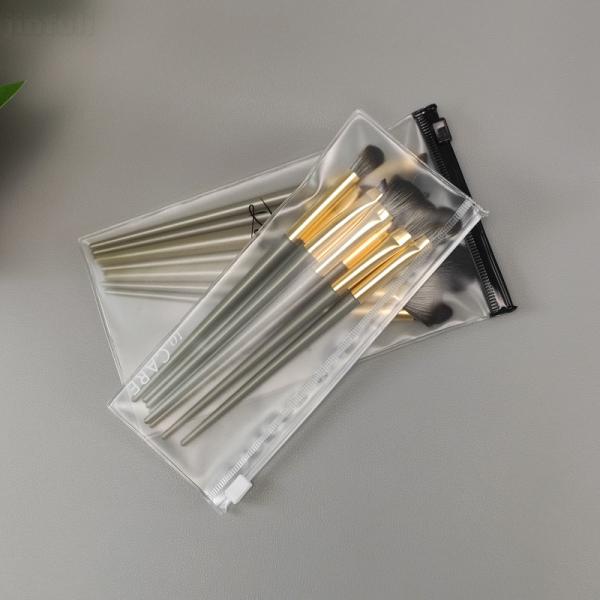 Cheap Custom Logo Plastic Zipper Bag Clear Frosted Dustproof Small For Cosmetic Brush for sale