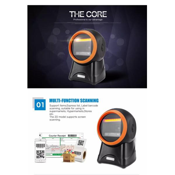 Automatic Omnidirectional Barcode Scanner Flatbed Desktop USB 2D QR Bar Code Reader