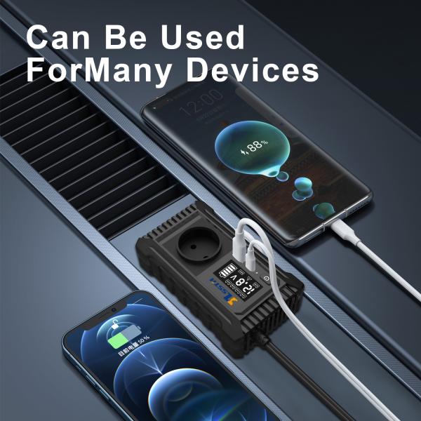 SZSSTH Inversor EU USA Universal Socket GaN PD Fast Charger Car Power Inverter 12V 220V 2 AC Outlets USB 150W Car Inverter