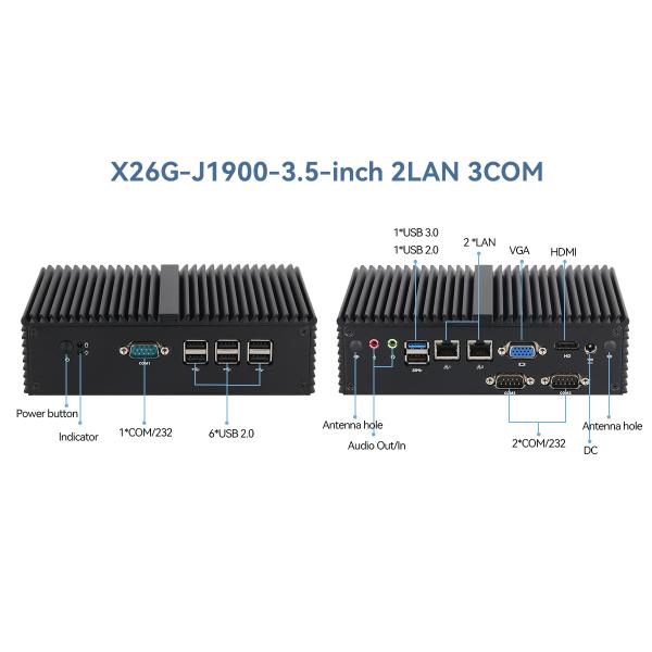 Dual Ethernet 3COM DDR3L Industrial Fanless Mini PC Intel Celeron J1900