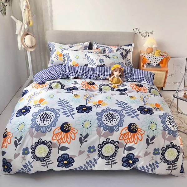 Customized Size Cartoon Cotton-Pure 4 Piece Bed Set for Children in Student Dormitory