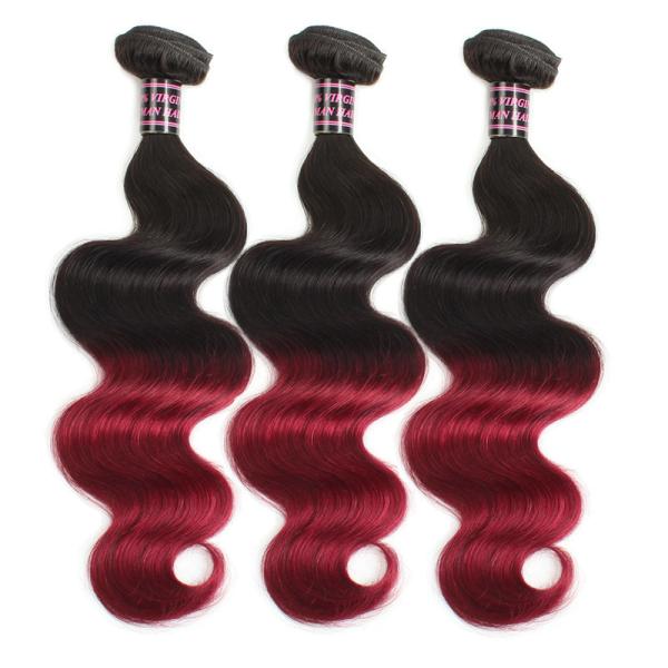 Cheap Unprodussed Remy Indian  Virgin Hair Weft Body Wave Ombre Color 1B/99J for sale