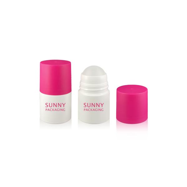 Pink Color 50ml Plastic PP Empty Roll On Bottle Silkscreen Printing