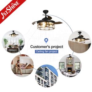 42 Inches Farmhouse Retractable Ceiling Fan Light Invisible Blade
