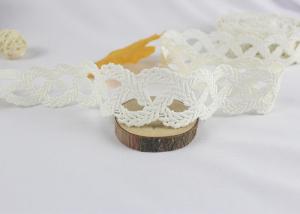 Best 3.3cm Wide White 100% Polyester Scalloped Lace Trim Leaf Pattern For DIY Sewing wholesale