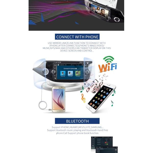 7 Inch Car Stereo That Works With Android , KIA CEED Bluetooth DVD Player For Car