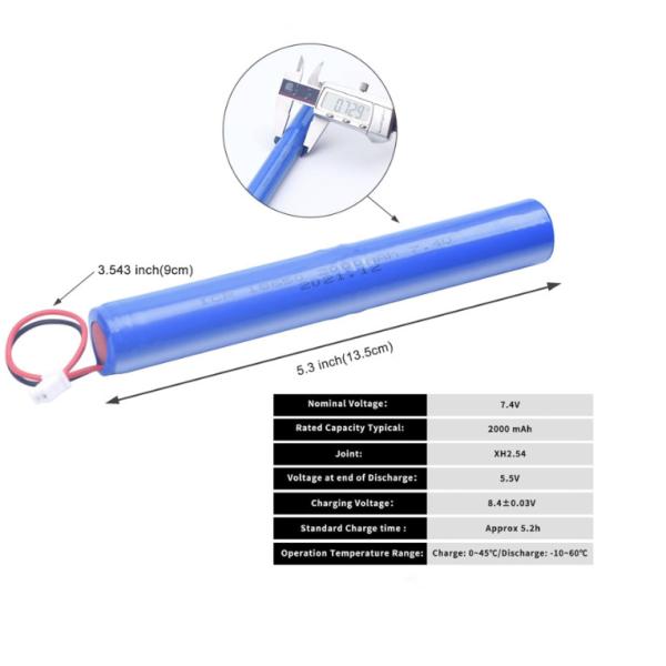 ICR18650 2S1P Li Ion Rechargeable Batteries 7.4V 1800 2000 2500mAh
