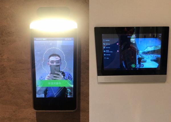Cheap Heimann Sensor Face Recognition Temperature Kiosk With QR Code MIPS Software for sale